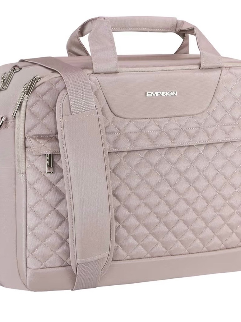 Dusty Pink Quilted Women's Laptop Briefcase